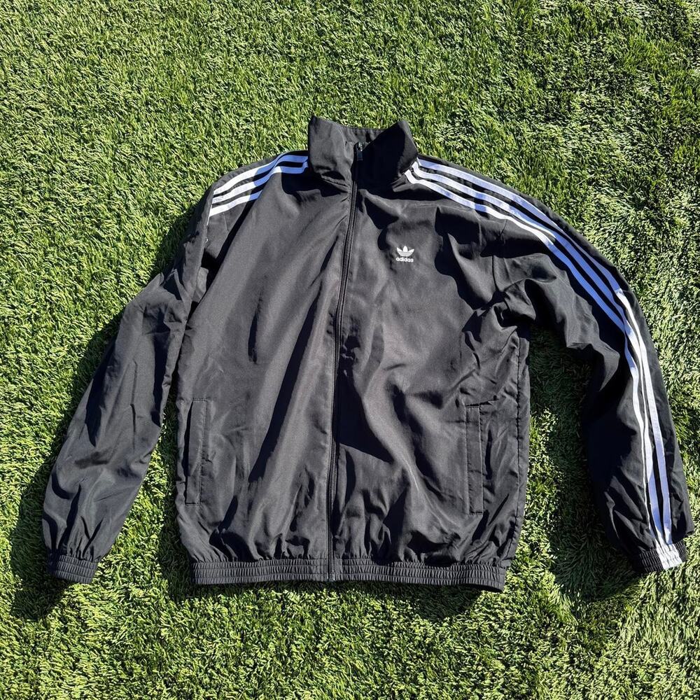 Adidas Track Jacket Windbreaker Black White Size L